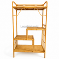 Asymmetric Rattan Display Shelf / Luxury Multi-Tier Staggered Cane Plant Stand and Geometric Bookcase Rack
