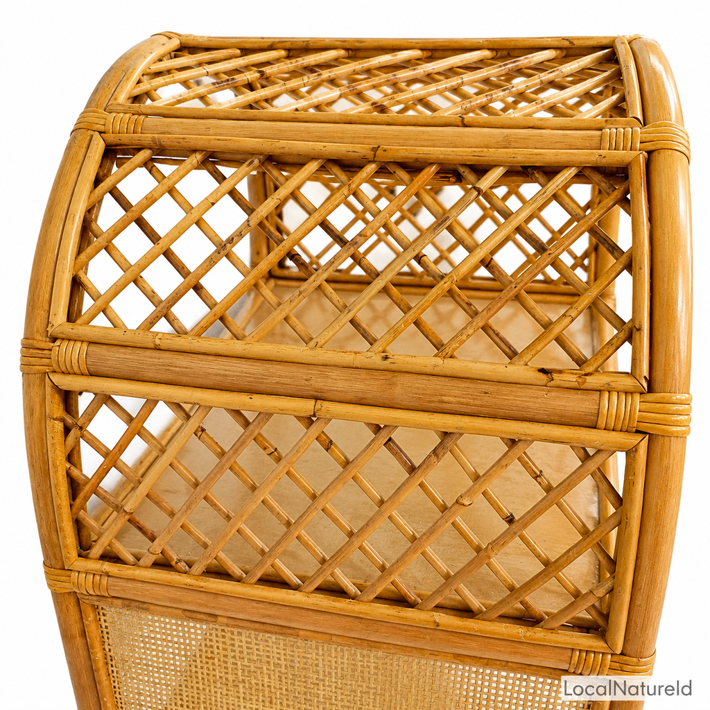 Deep Arched Rattan Bookshelf / Luxury 5-Tier Woven Cane Cabinet Display Rack and Bohemian Living Room Storage Tower