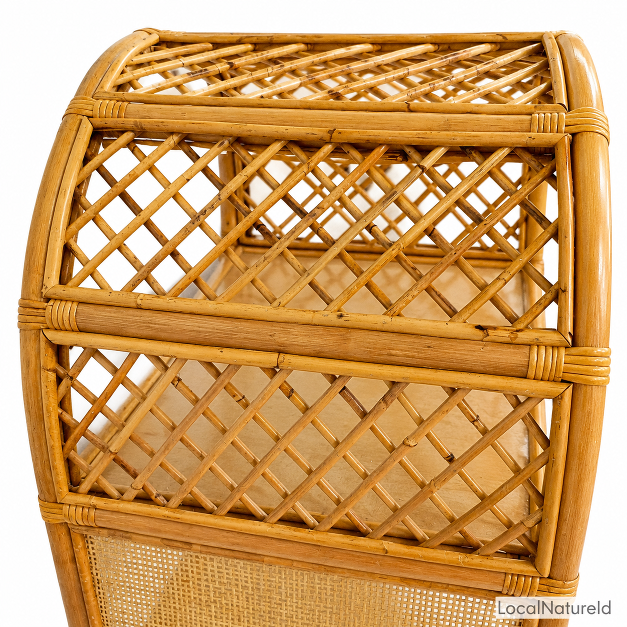 Deep Arched Rattan Bookshelf / Luxury 5-Tier Woven Cane Cabinet Display Rack and Bohemian Living Room Storage Tower