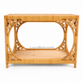 Oval-Framed Rattan Console Table / Luxury 2-Tier Woven Reed Sideboard and Bohemian Entryway Vanity Credenza