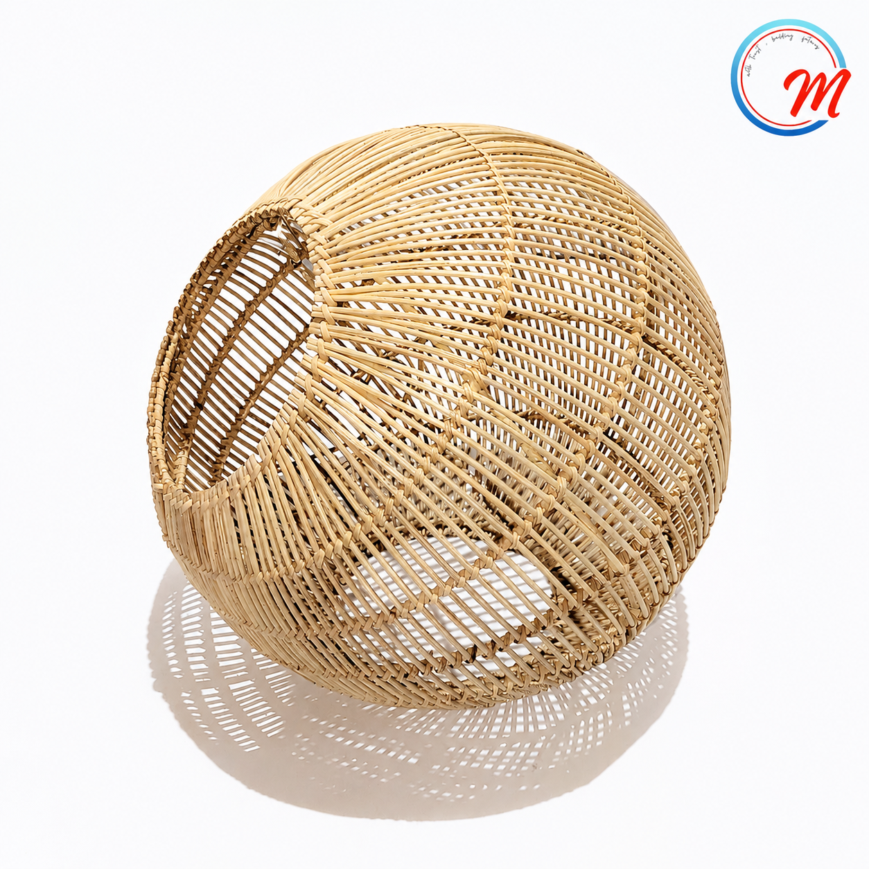 Aesthetic Spherical Rattan Pendant Light Shade / Handwoven Globe Hollow Hanging Ceiling Lamp Cover