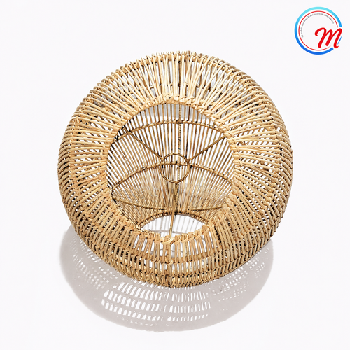 Aesthetic Spherical Rattan Pendant Light Shade / Handwoven Globe Hollow Hanging Ceiling Lamp Cover