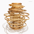 Architectural Multi-Layer Rattan Pendant Light Shade / Modern Geometric Stacked Ring Hanging Lampshade