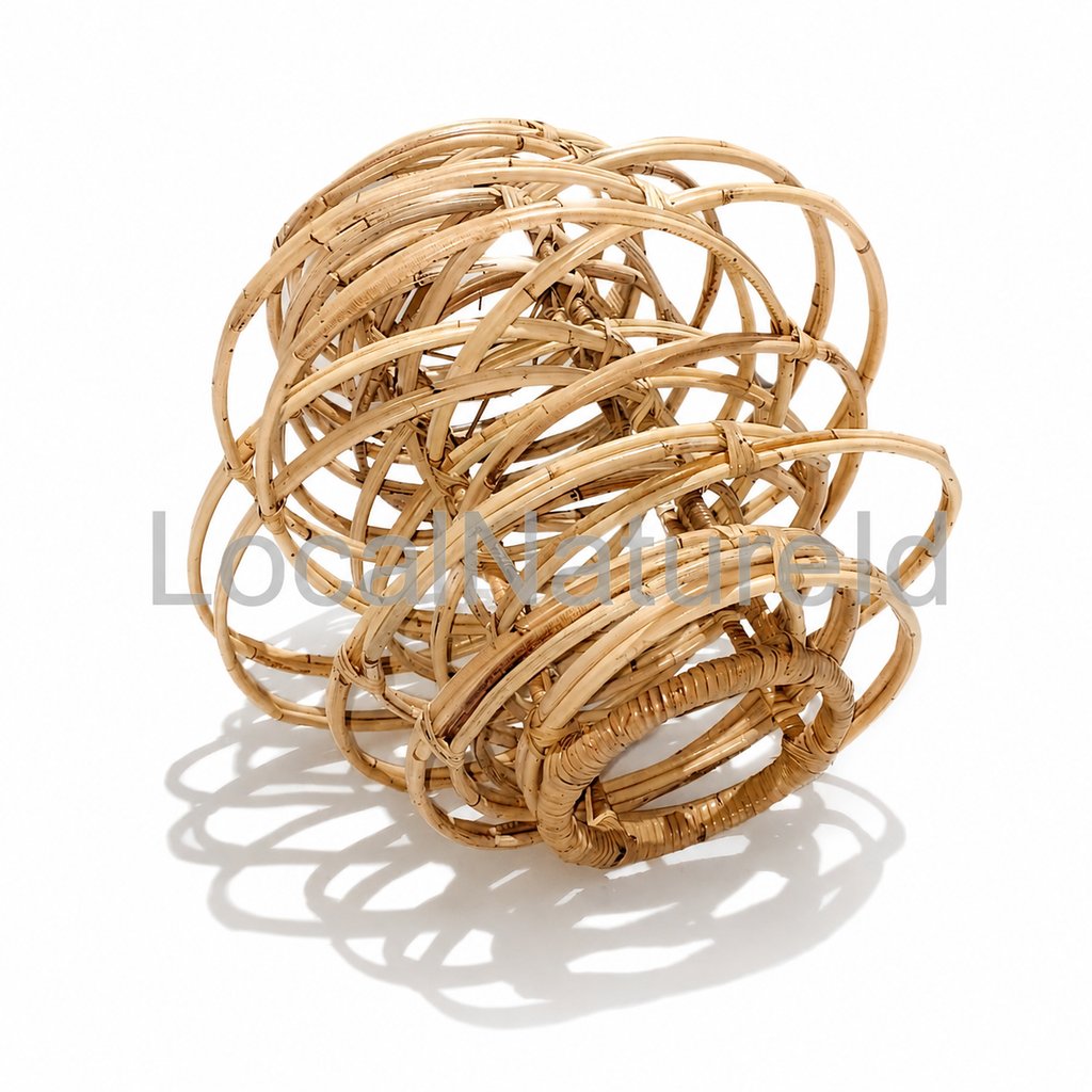 Architectural Multi-Layer Rattan Pendant Light Shade / Modern Geometric Stacked Ring Hanging Lampshade