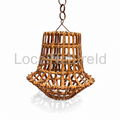 Rustic Tiered Rattan Bell Pendant Light Shade / Handwoven Heavy Stick Cane Hanging Lamp Cover