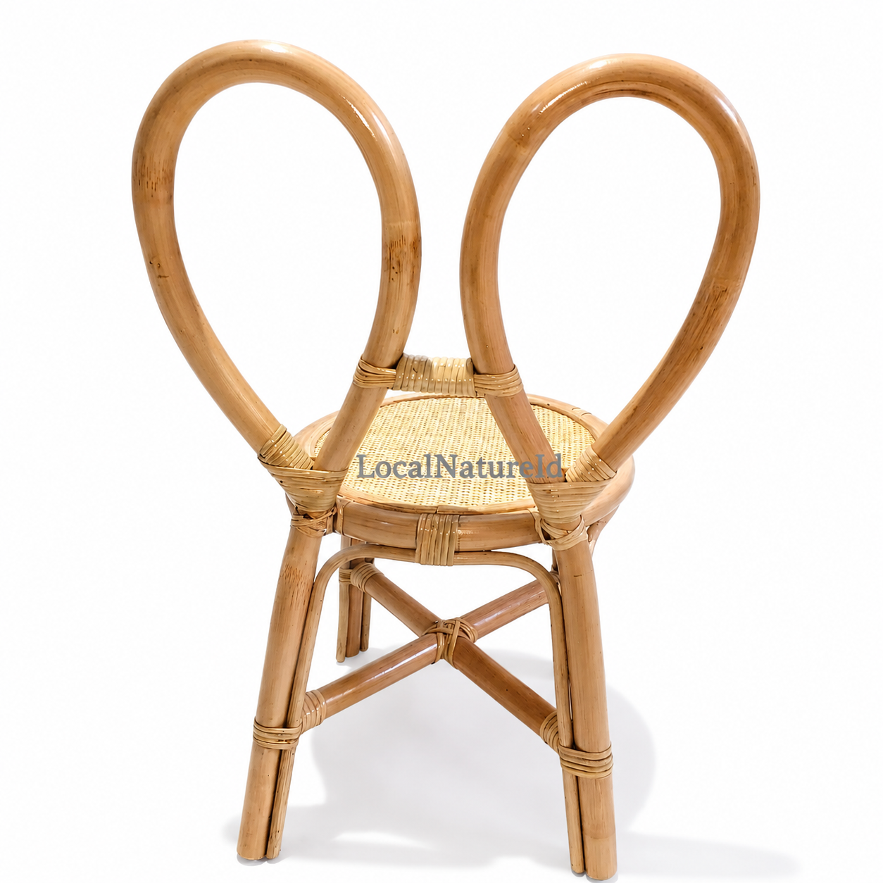 Handcrafted Kids Rattan Bunny Ear Chair / Whimsical Toddler Woven Playroom Vanity Seating
