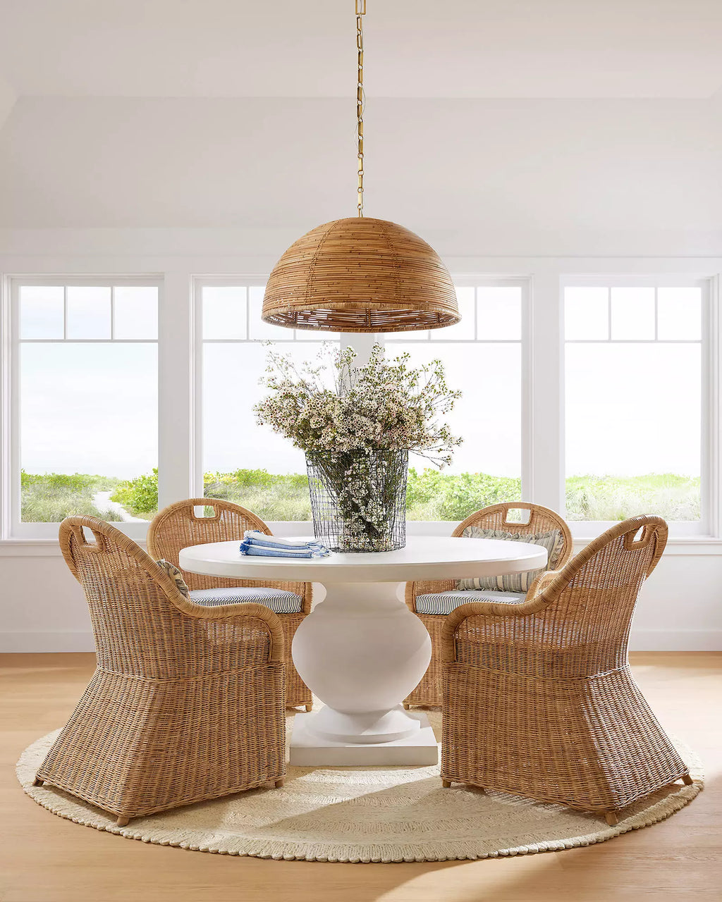 Dome-Shaped Rattan Pendant Light