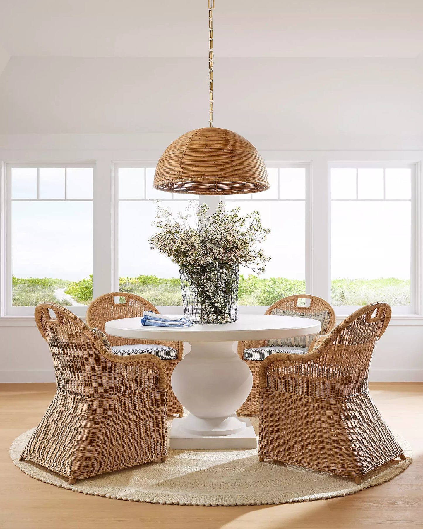 Dome-Shaped Rattan Pendant Light