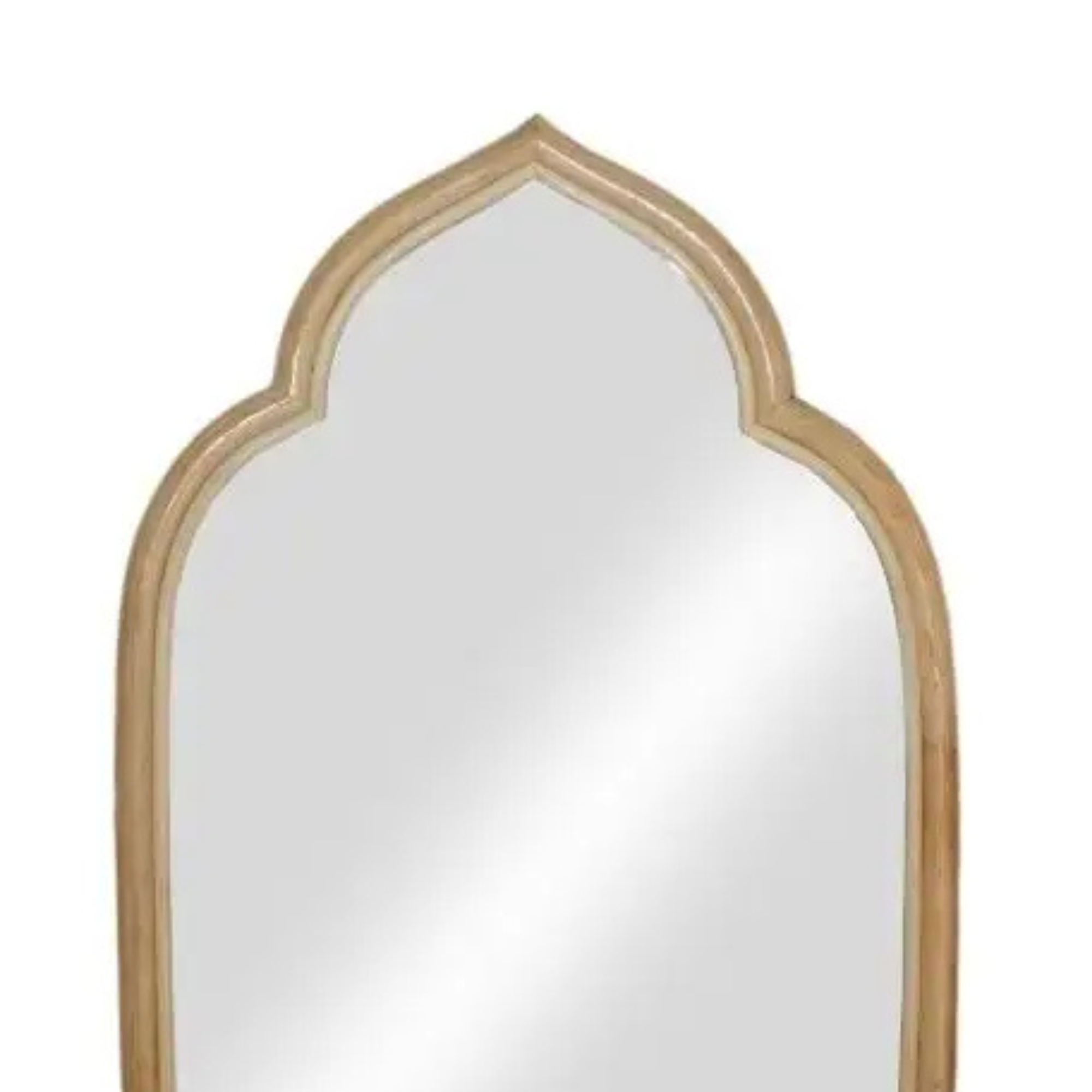 Arched Rattan Mirror with Natural Wood Frame