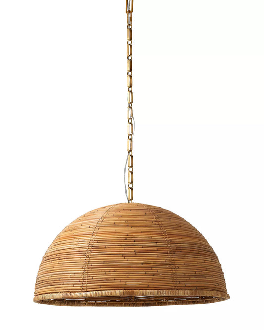 Dome-Shaped Rattan Pendant Light