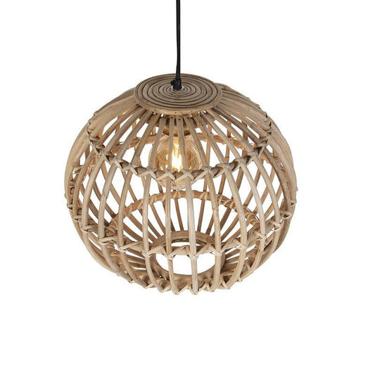 Handcrafted Natural Rattan Globe Pendant Light