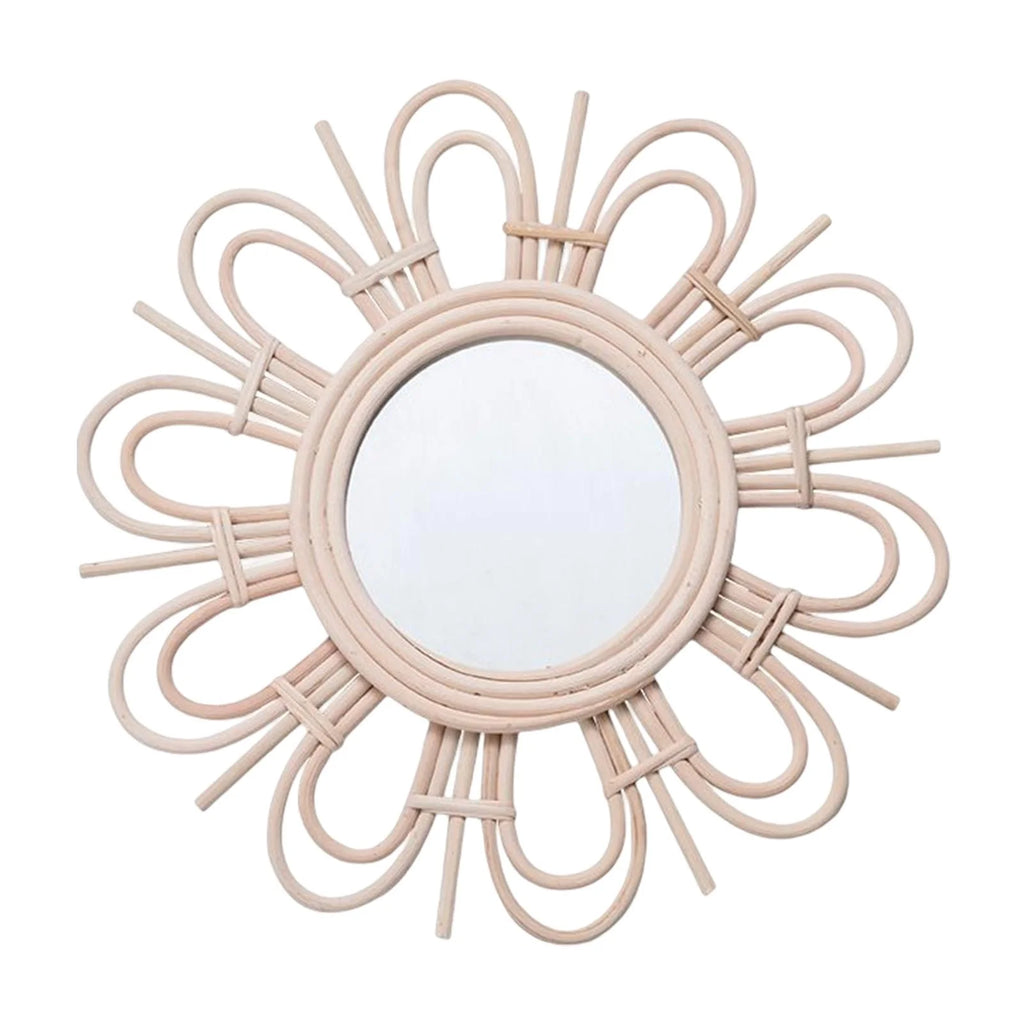 Boho Chic Rattan Flower Wall Mirror
