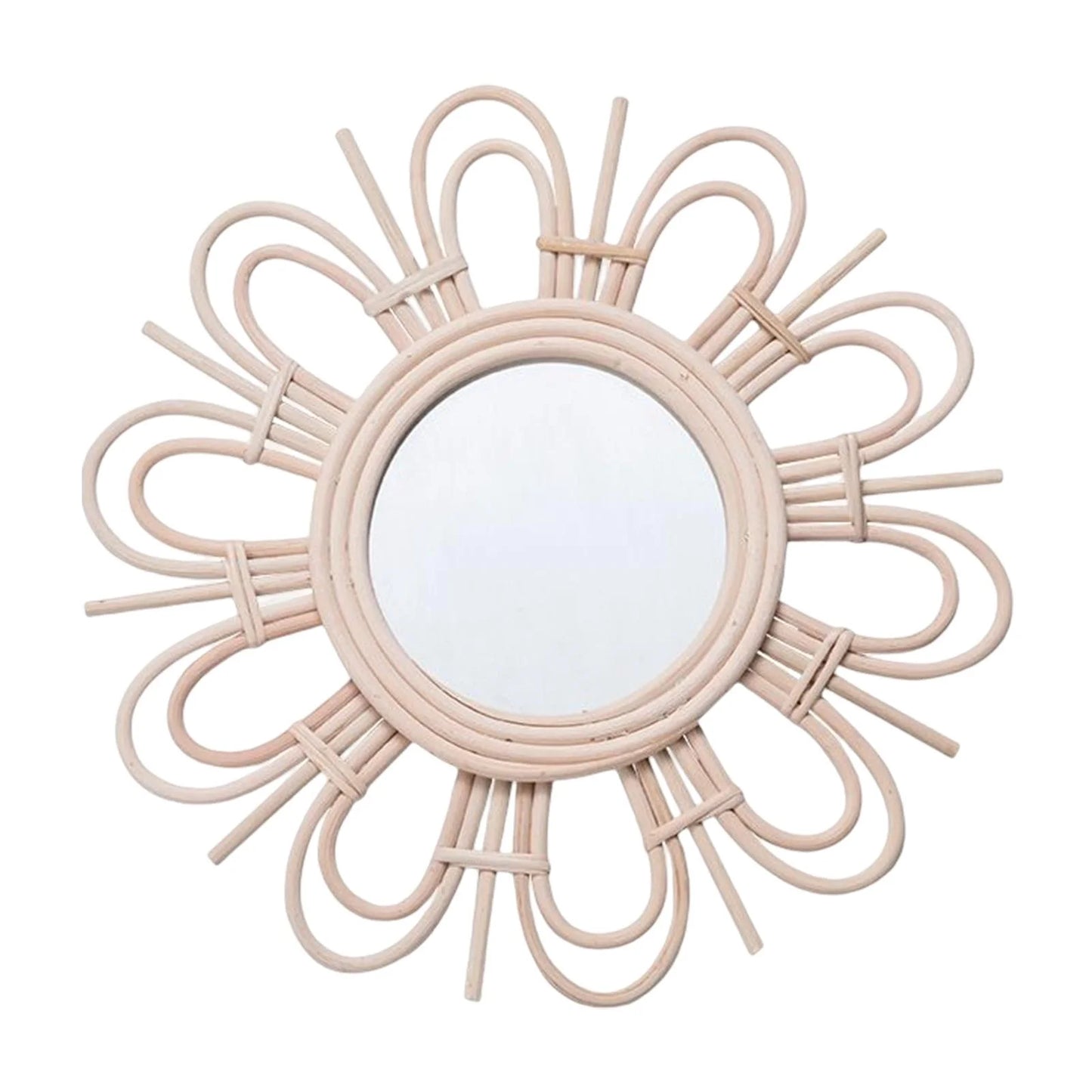 Boho Chic Rattan Flower Wall Mirror
