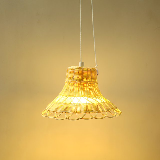Handcrafted Flared Rattan Pendant Light – Artisan Bell Lampshade