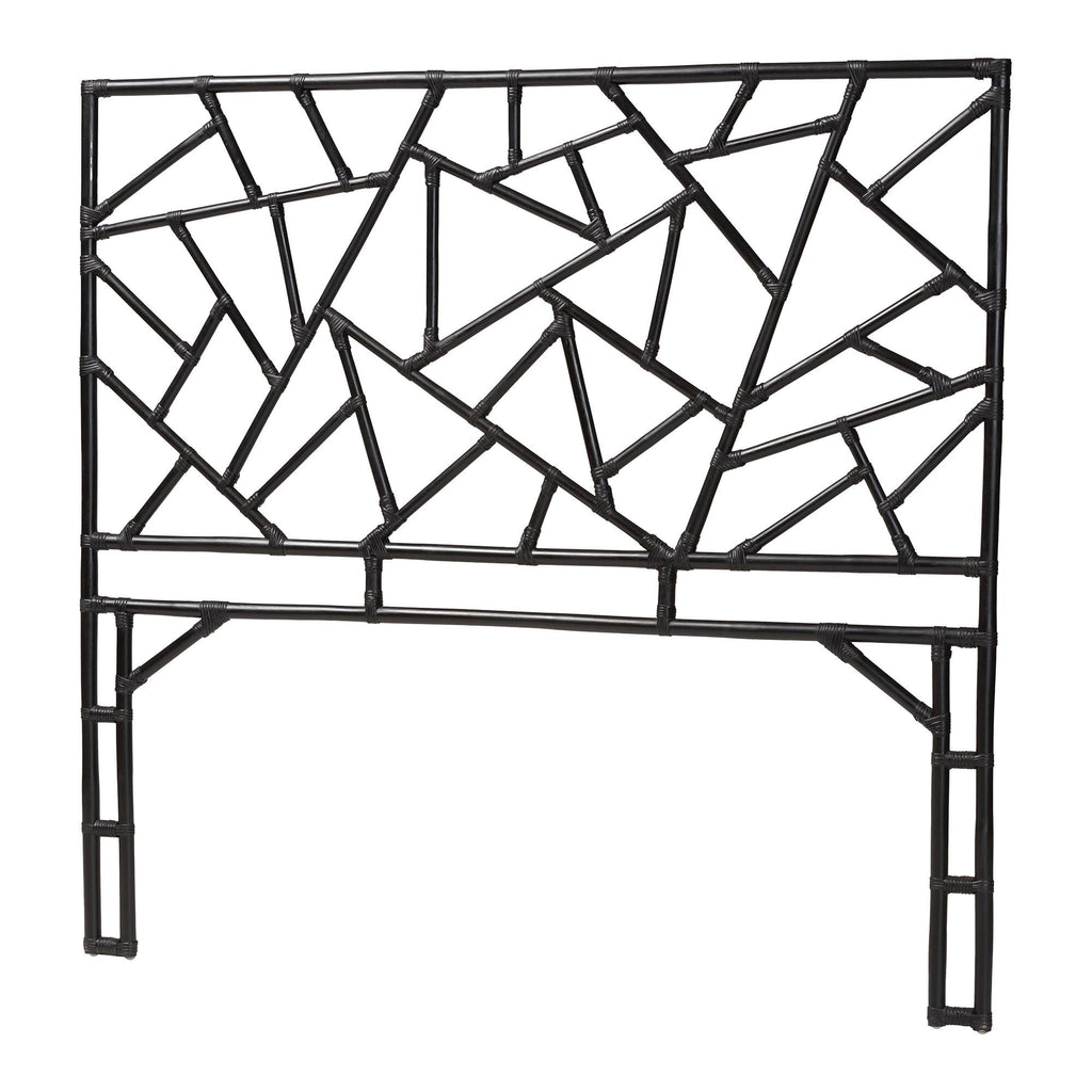 Black Geometric Rattan Headboard with Modern Design