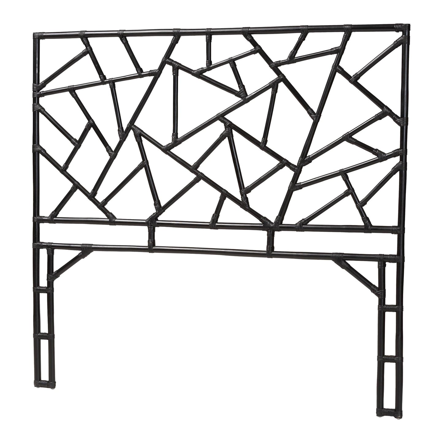 Black Geometric Rattan Headboard with Modern Design