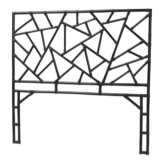 Black Geometric Rattan Headboard with Modern Design