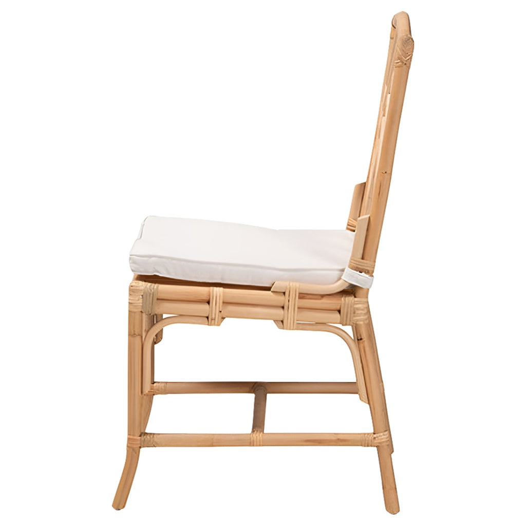 Geometric Rattan Dining Chair with Cushioned Seat