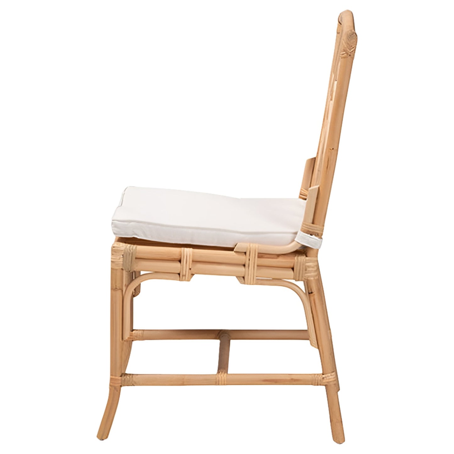 Geometric Rattan Dining Chair with Cushioned Seat