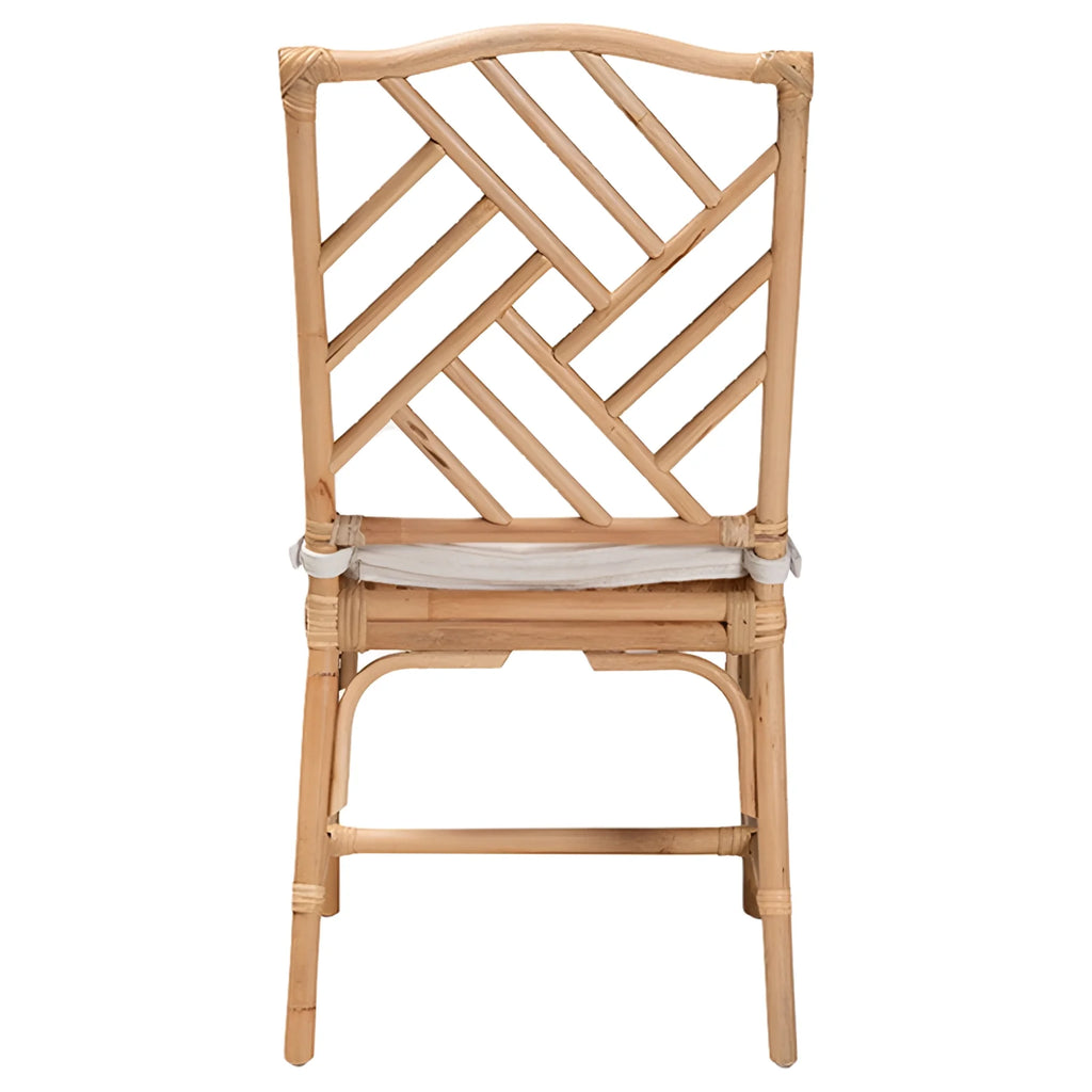 Geometric Rattan Dining Chair with Cushioned Seat
