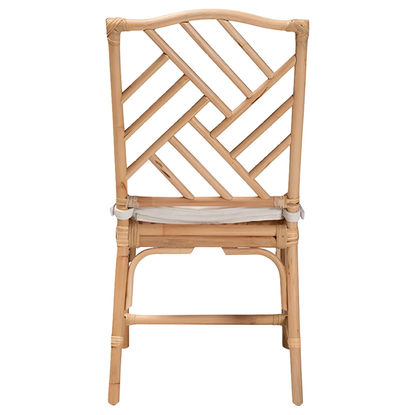 Geometric Rattan Dining Chair with Cushioned Seat