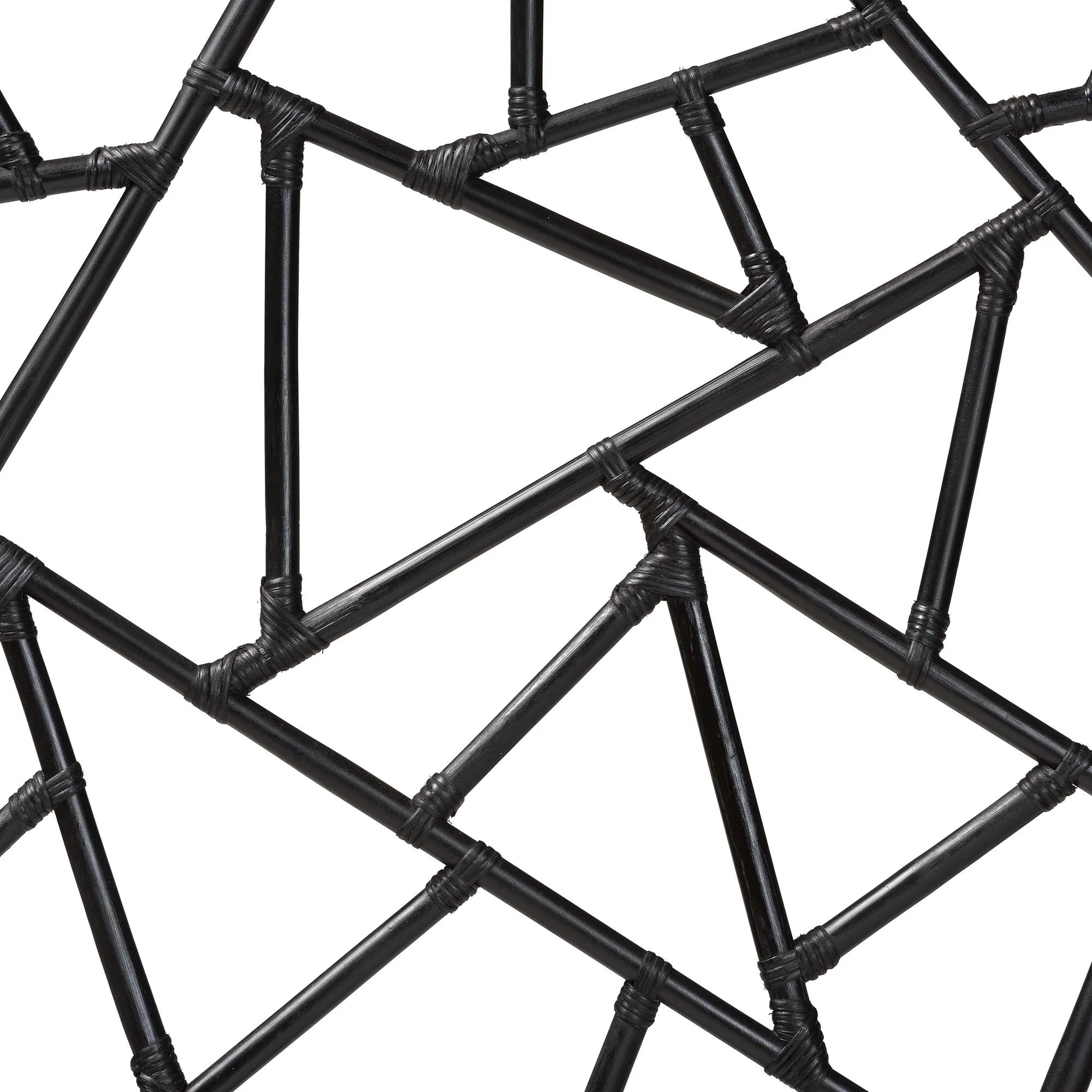 Black Geometric Rattan Headboard with Modern Design