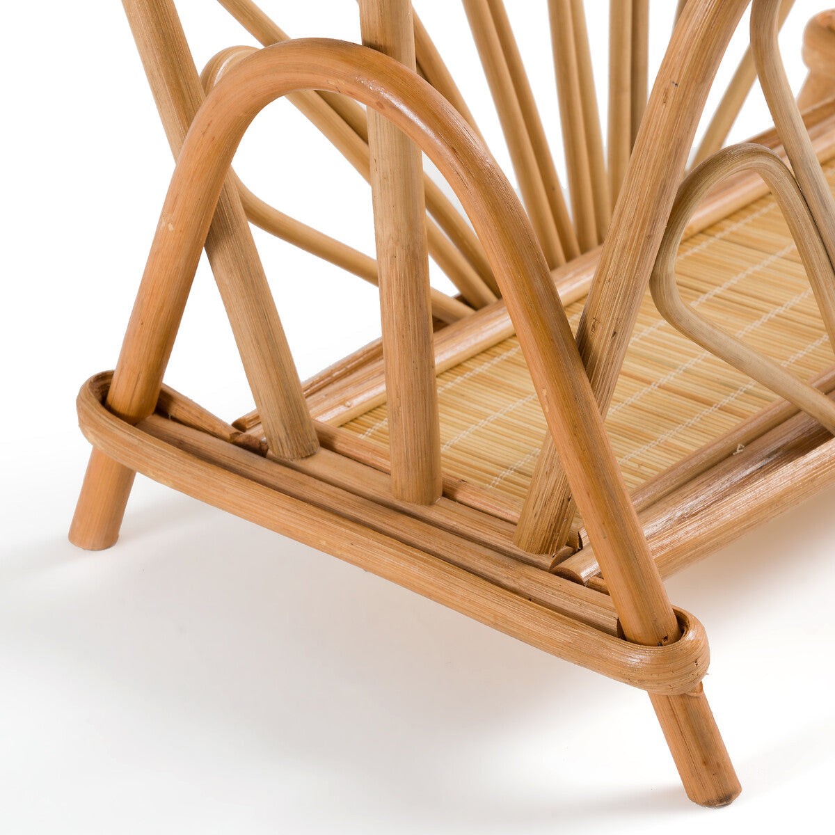 Handcrafted Rattan Magazine Rack with Elegant Fan Design