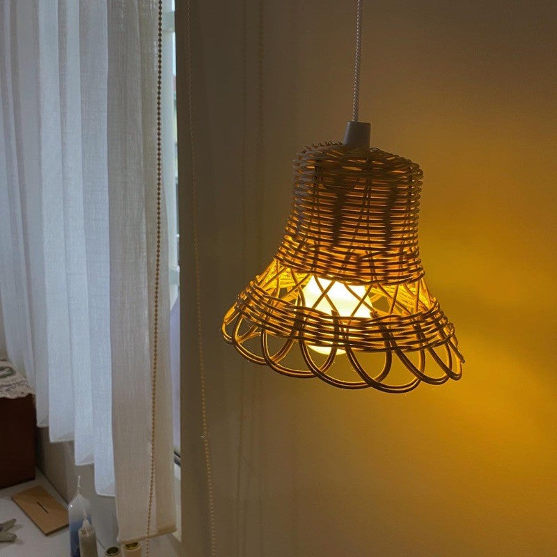 Handcrafted Flared Rattan Pendant Light – Artisan Bell Lampshade