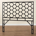 Black Rattan Headboard with Hexagonal Lattice Design