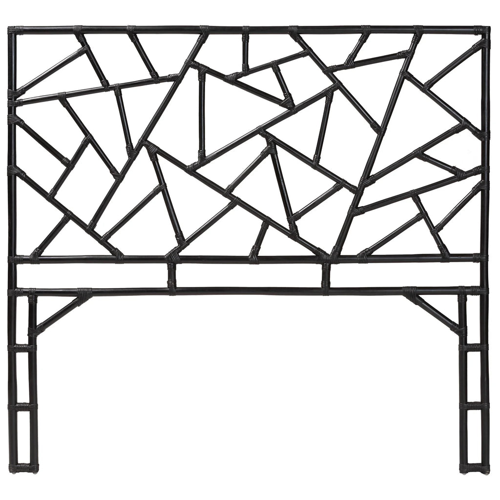 Black Geometric Rattan Headboard with Modern Design