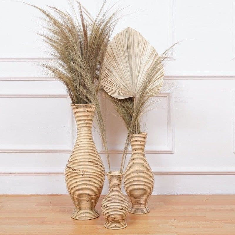 Minimalist Woven Rattan Decorative Vases for Dried Flowers