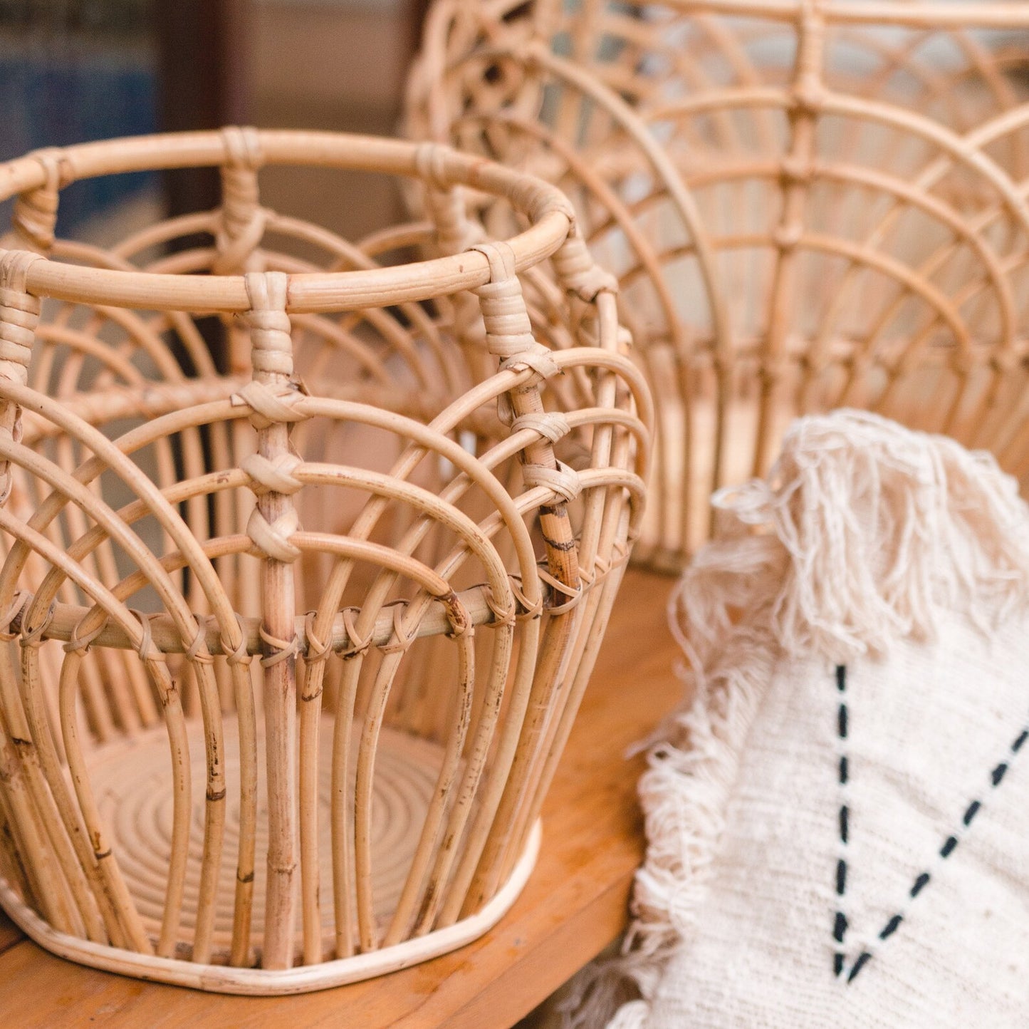 Handcrafted Woven Cane Planter Basket