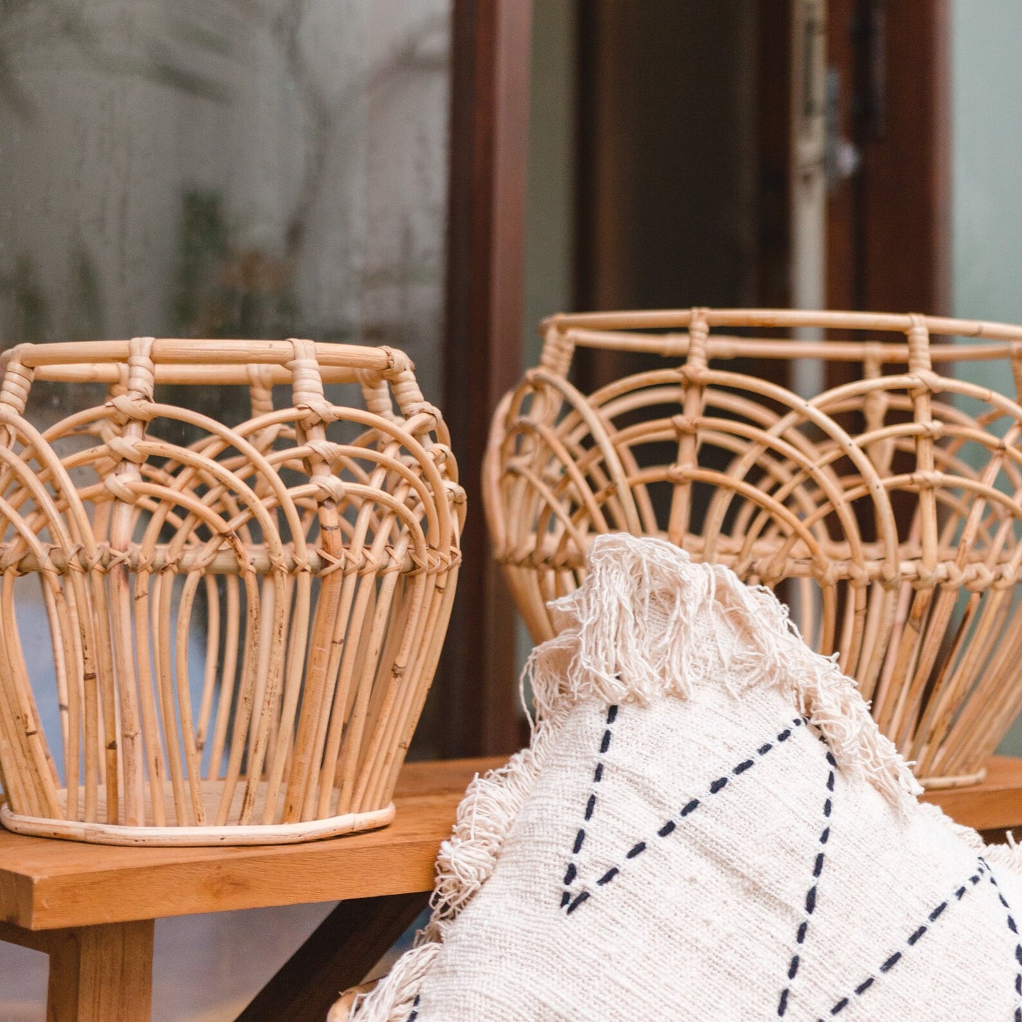 Handcrafted Woven Cane Planter Basket
