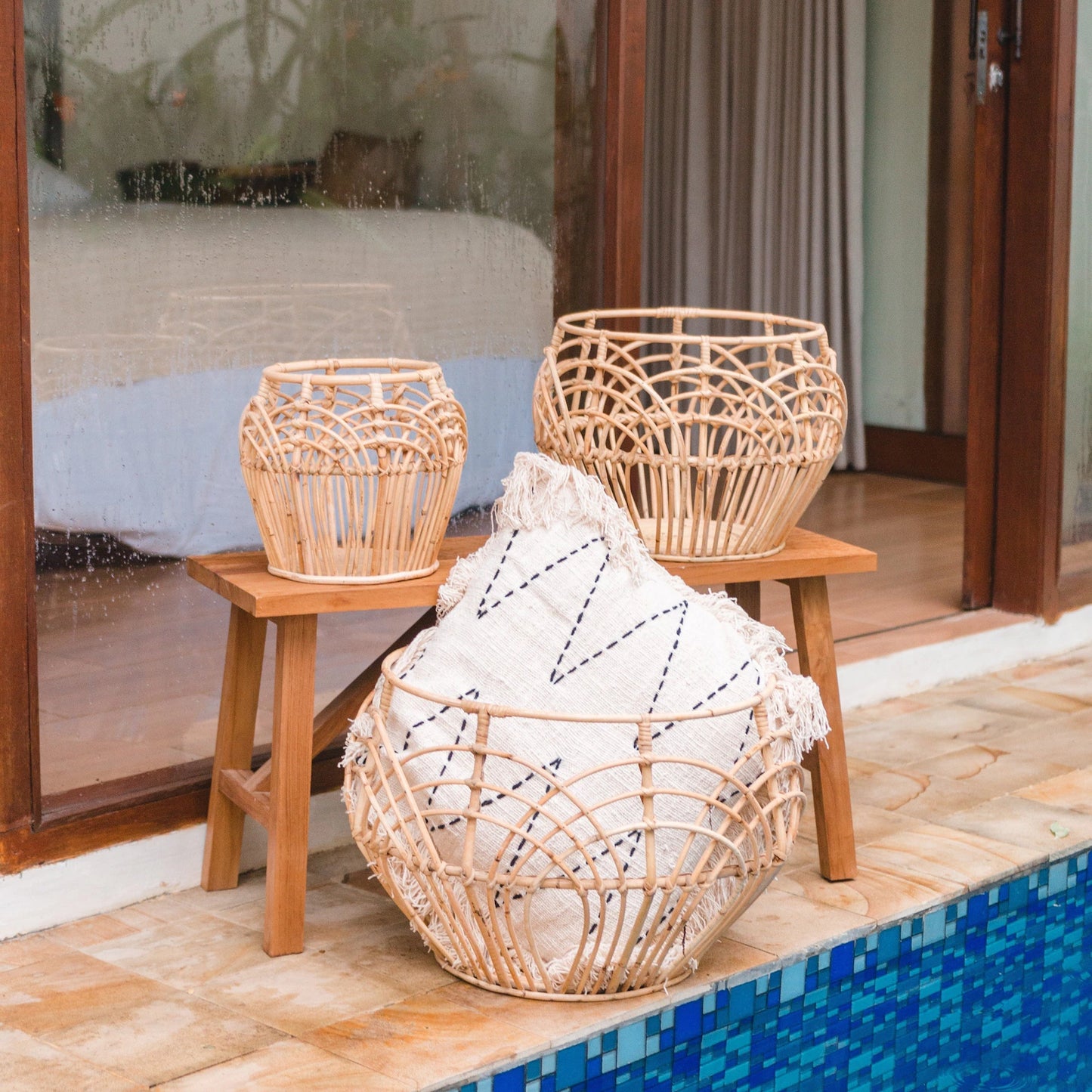 Handcrafted Woven Cane Planter Basket