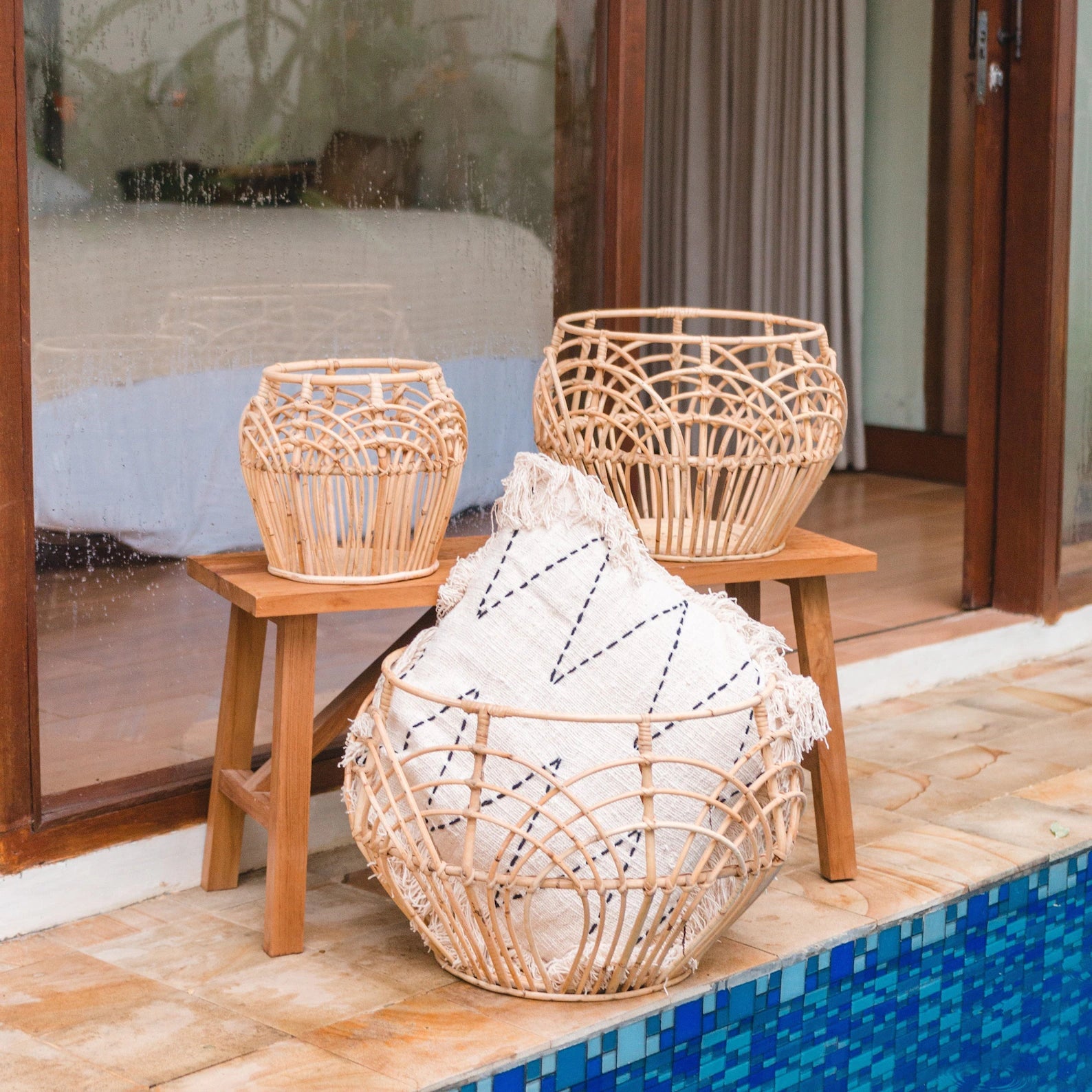 Handcrafted Woven Cane Planter Basket