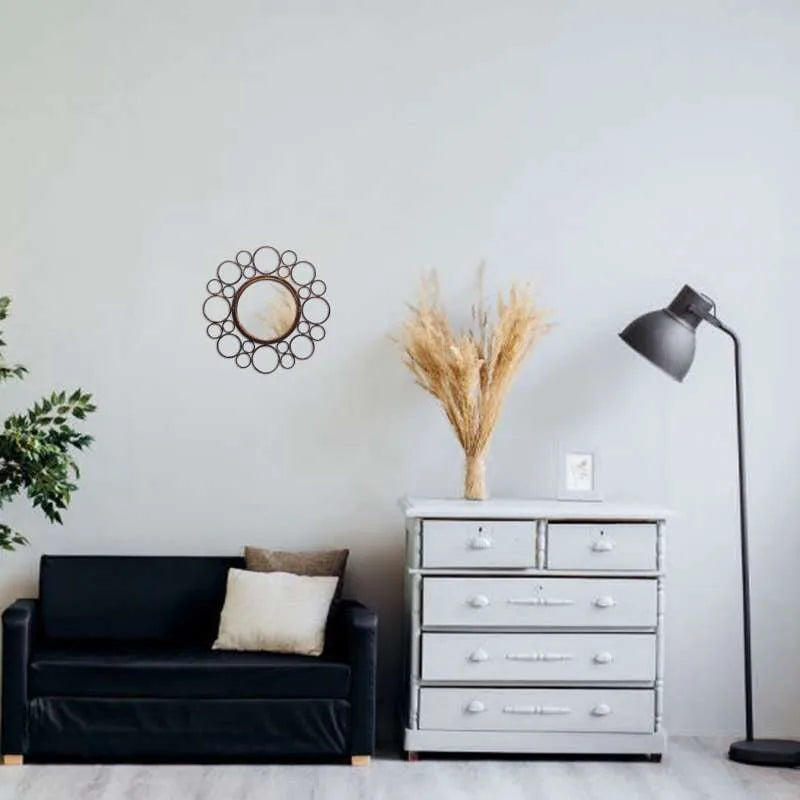 Circular Boho Rattan Wall Mirror - Natural Statement Décor