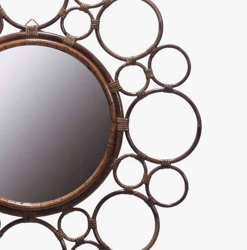 Circular Boho Rattan Wall Mirror - Natural Statement Décor