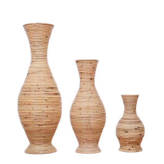 Minimalist Woven Rattan Decorative Vases for Dried Flowers