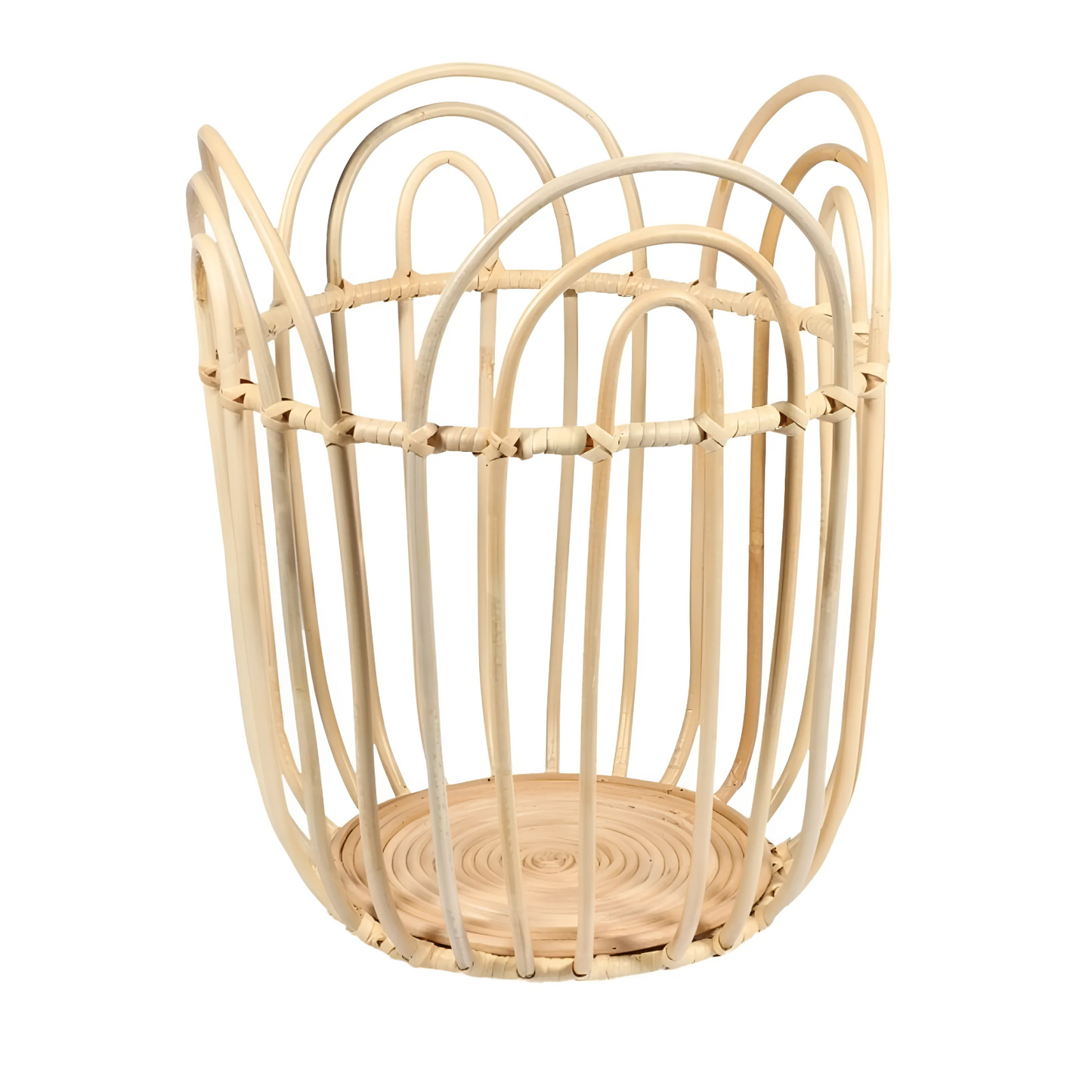 Scalloped Rattan Storage Basket – Petal Edge Woven Organizer